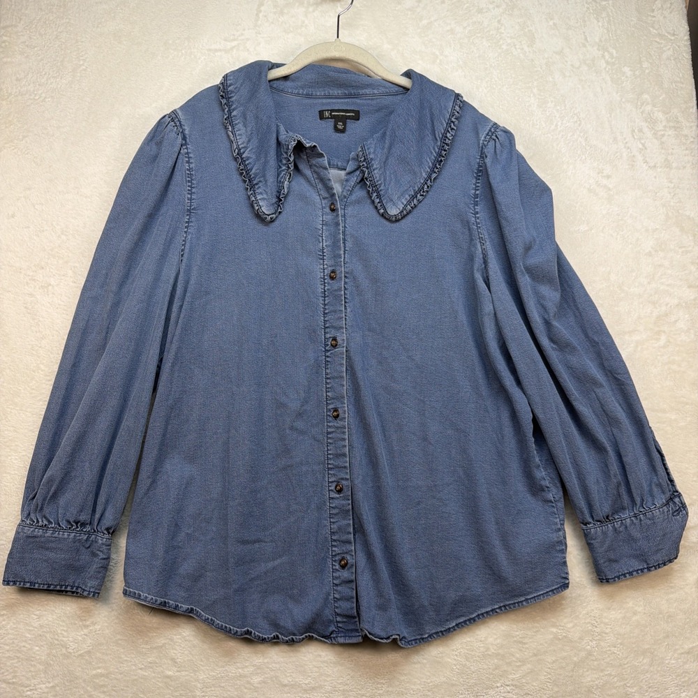 inc international concepts Women's Blue Button Up Top XXL